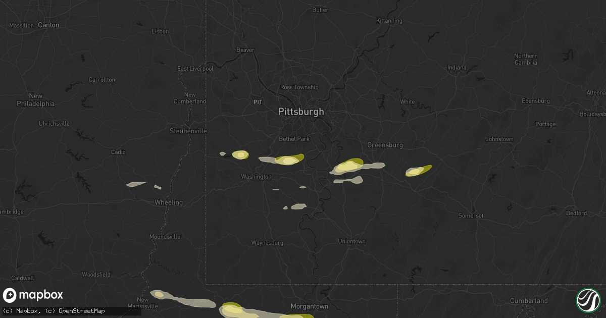 Hail map in Finleyville, PA on May 13, 2026
