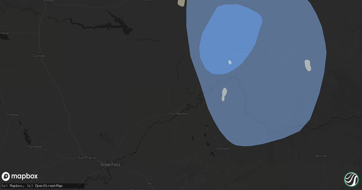 Hail map in Fort Benton, MT on May 13, 2026