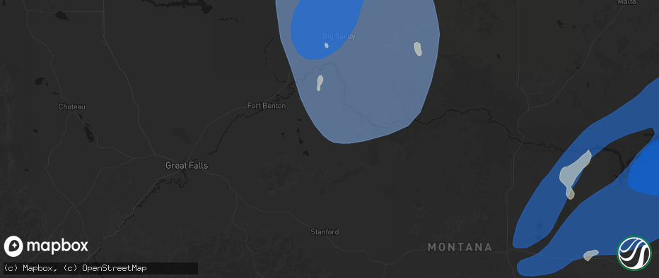 Hail map in Geraldine, MT on May 13, 2026