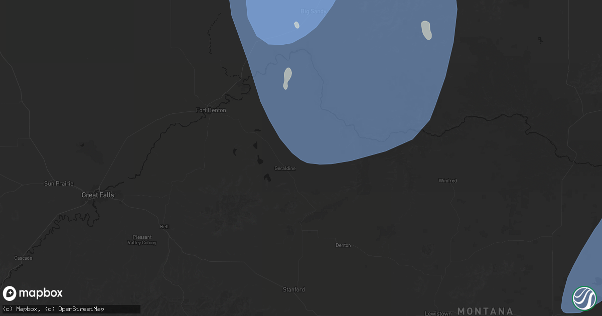 Hail map in Geraldine, MT on May 13, 2026