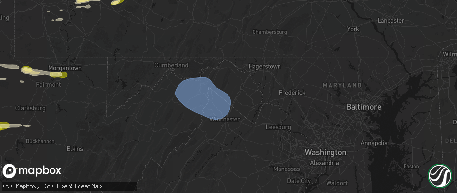Hail map in Gerrardstown, WV on May 13, 2026