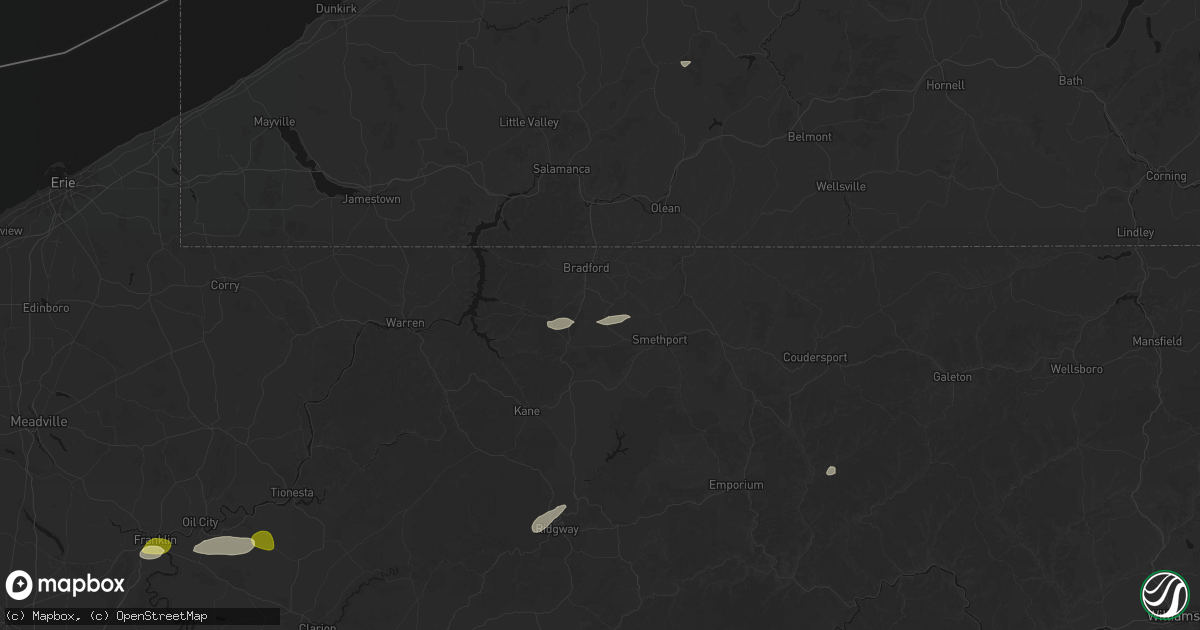 Hail map in Gifford, PA on May 13, 2026