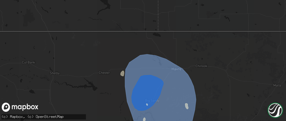 Hail map in Gildford, MT on May 13, 2026