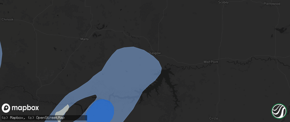 Hail map in Glasgow, MT on May 13, 2026