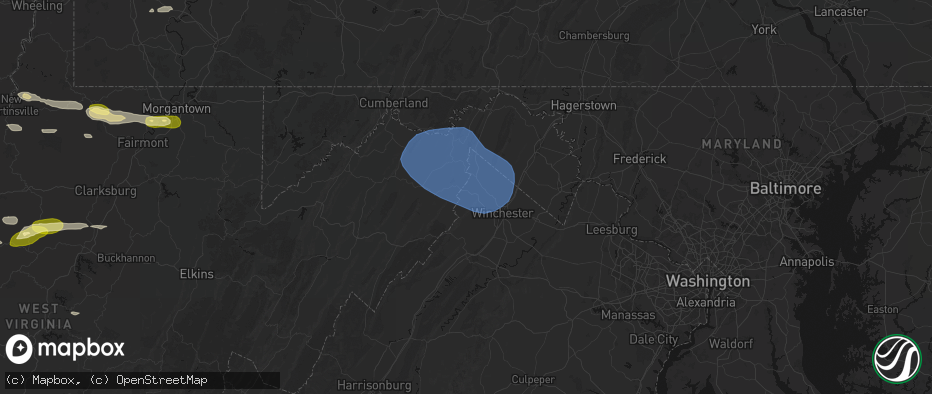 Hail map in Gore, VA on May 13, 2026