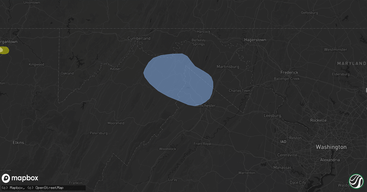 Hail map in Gore, VA on May 13, 2026