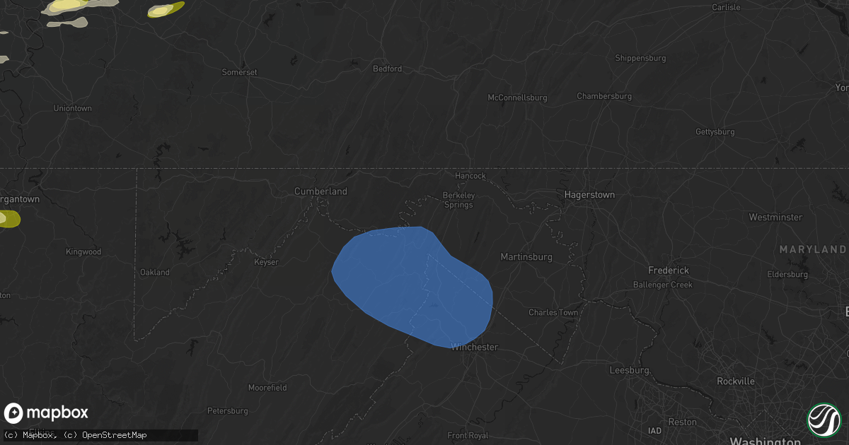 Hail map in Great Cacapon, WV on May 13, 2026