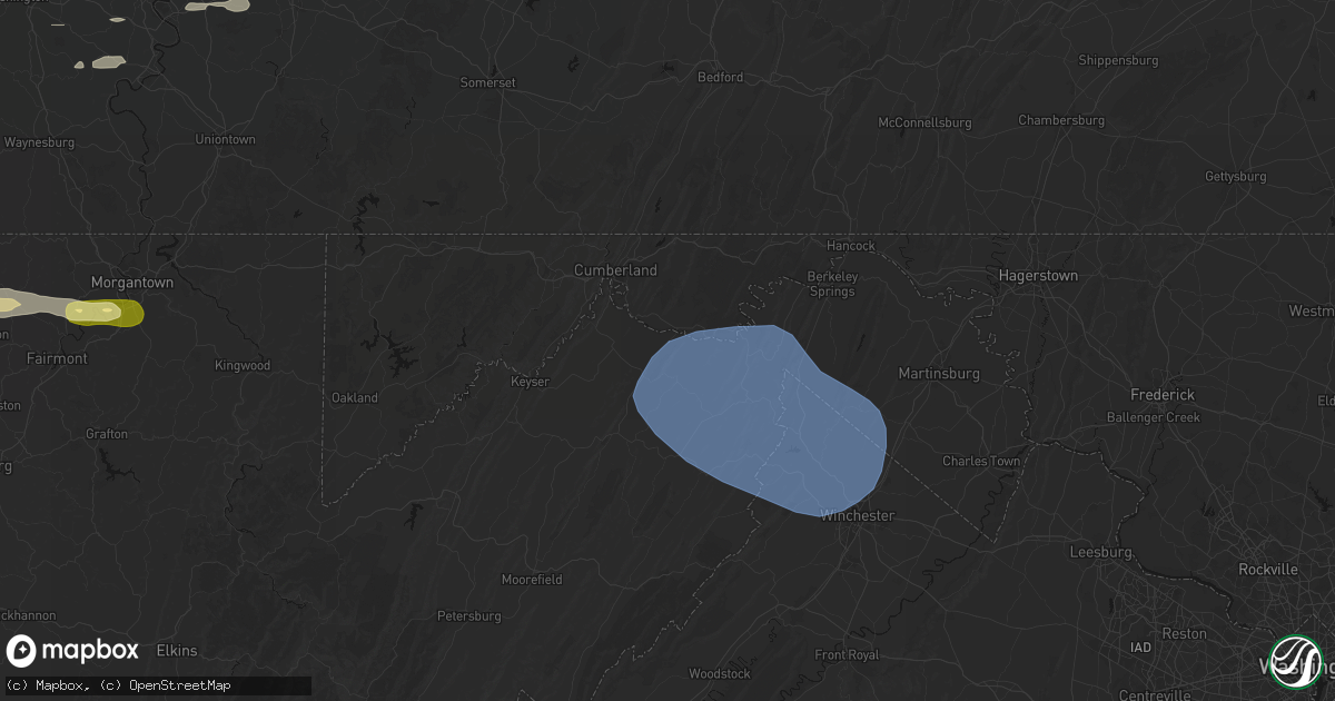 Hail map in Green Spring, WV on May 13, 2026