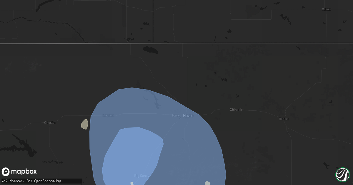 Hail map in Havre, MT on May 13, 2026