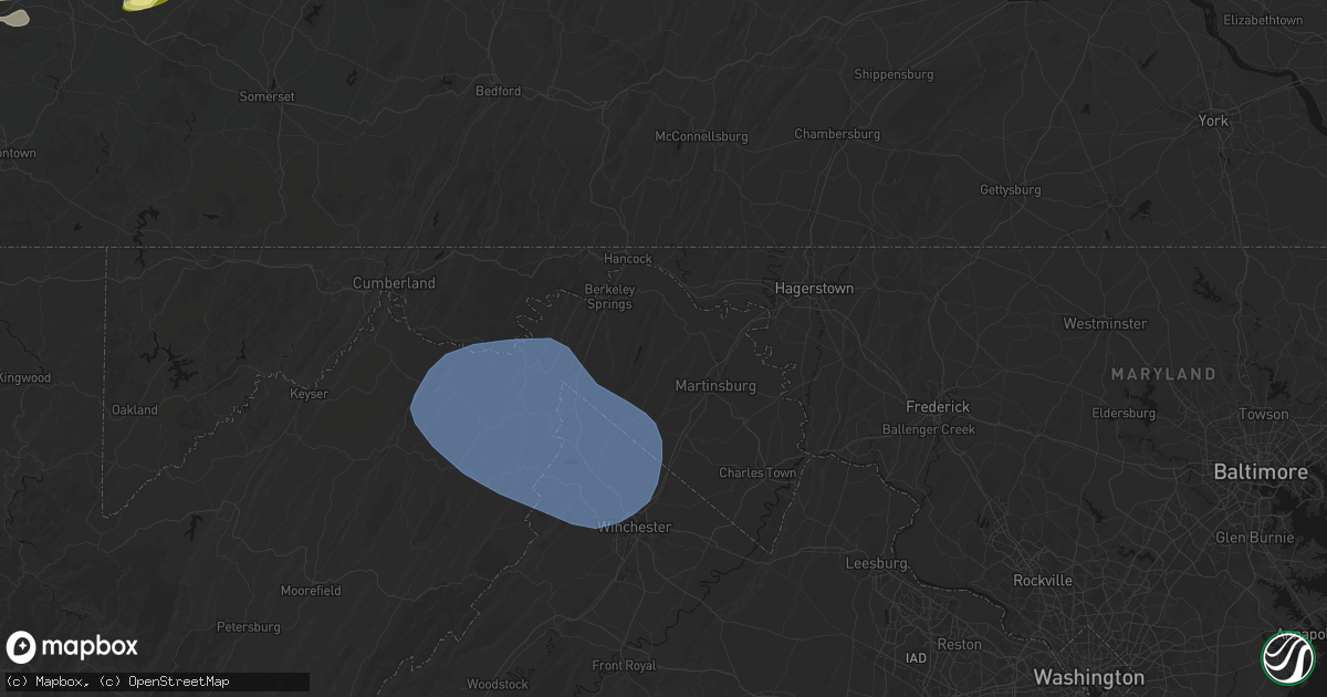 Hail map in Hedgesville, WV on May 13, 2026