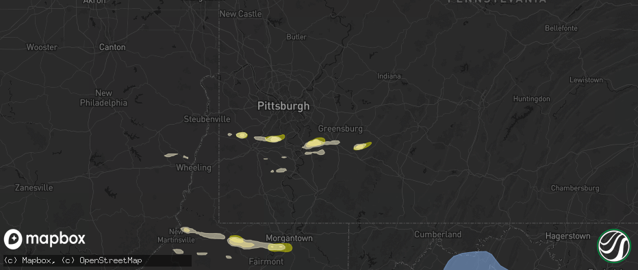 Hail map in Herminie, PA on May 13, 2026