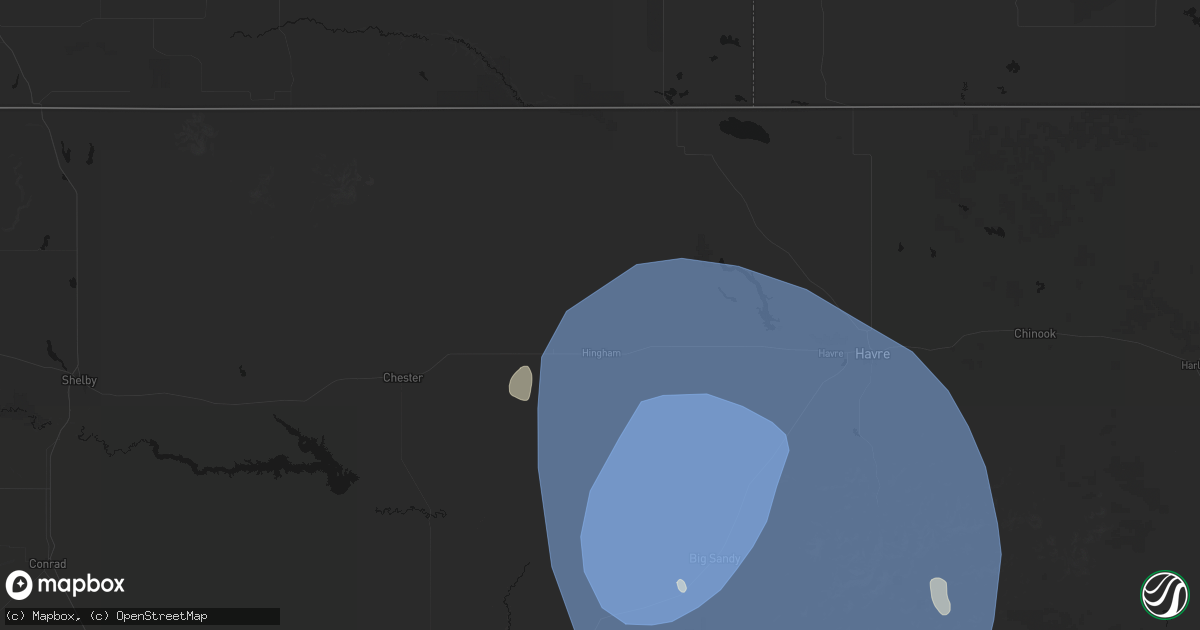 Hail map in Hingham, MT on May 13, 2026