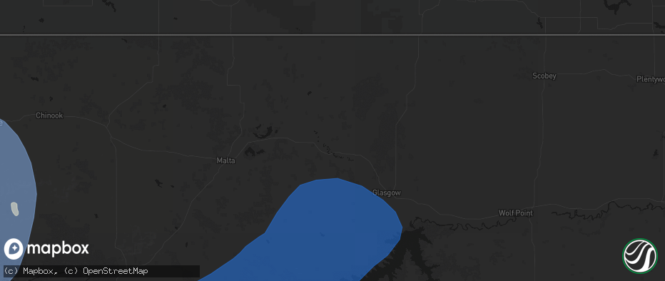 Hail map in Hinsdale, MT on May 13, 2026