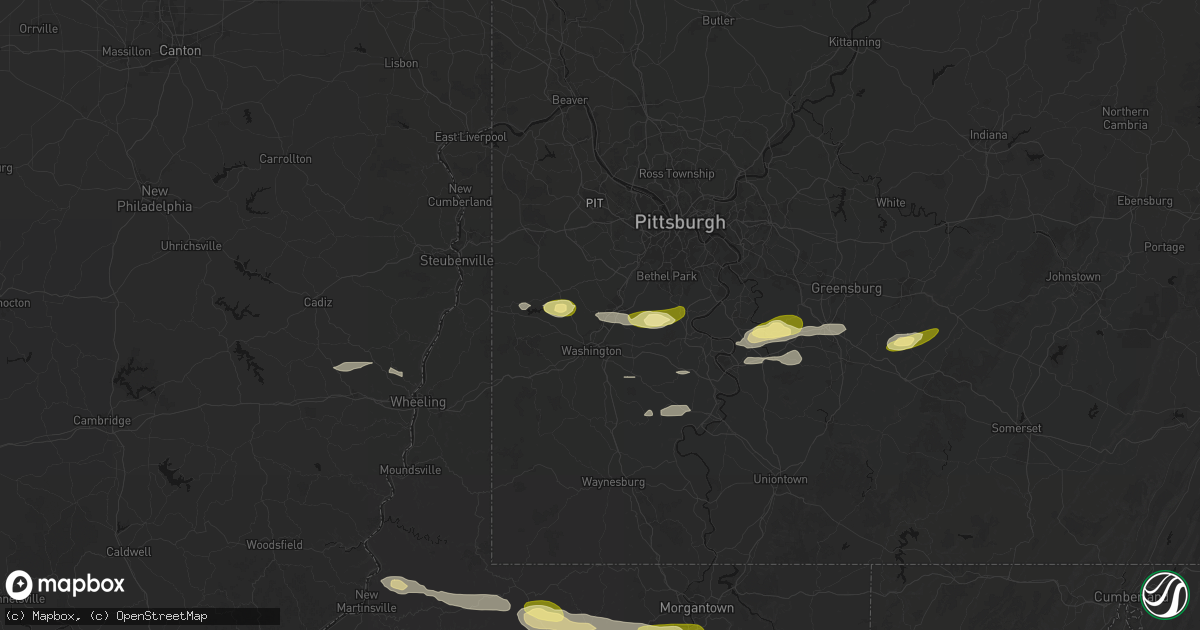 Hail map in Houston, PA on May 13, 2026