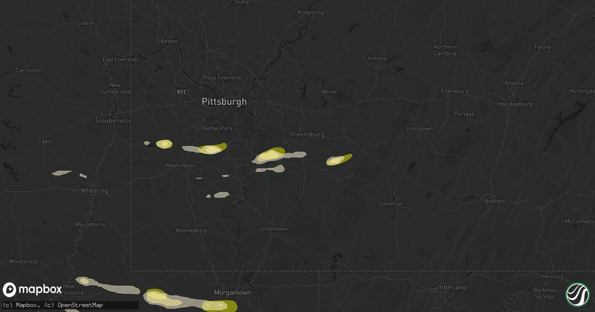 Hail map in Hunker, PA on May 13, 2026