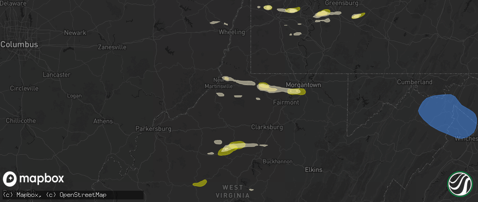 Hail map in Jacksonburg, WV on May 13, 2026