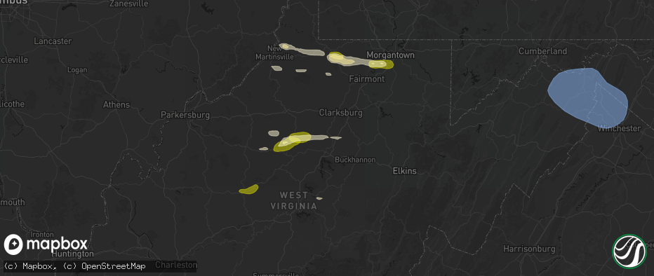 Hail map in Jane Lew, WV on May 13, 2026