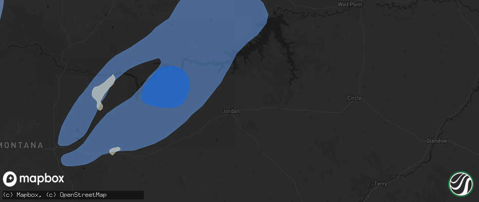Hail map in Jordan, MT on May 13, 2026