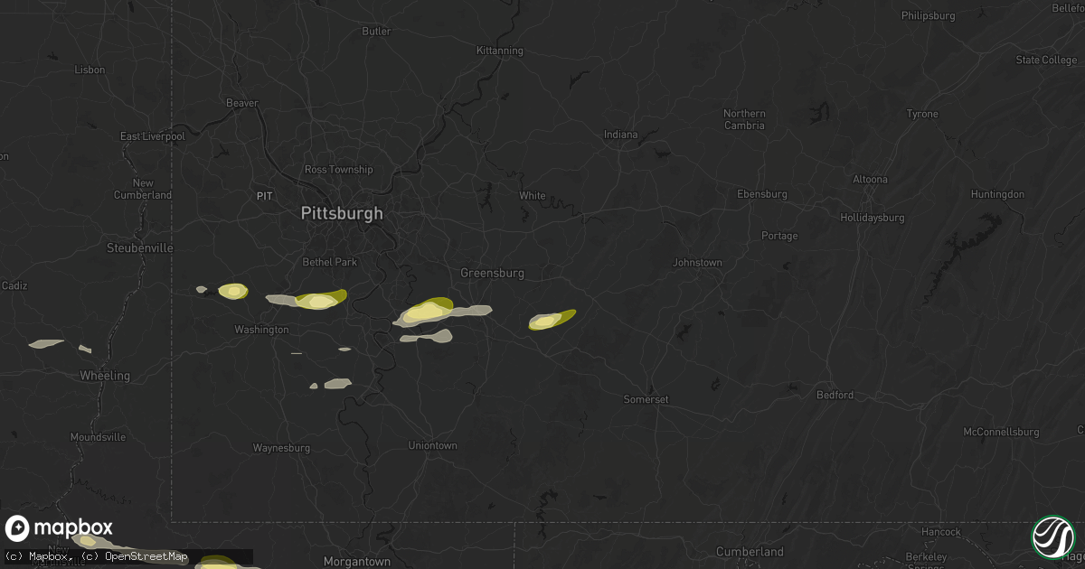 Hail map in Latrobe, PA on May 13, 2026