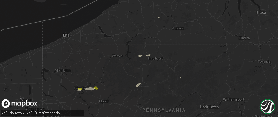 Hail map in Lewis Run, PA on May 13, 2026