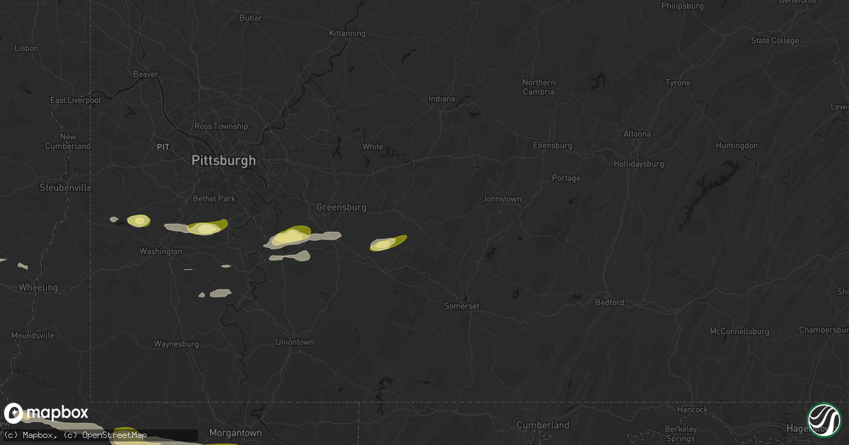 Hail map in Ligonier, PA on May 13, 2026