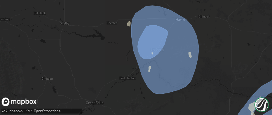 Hail map in Loma, MT on May 13, 2026