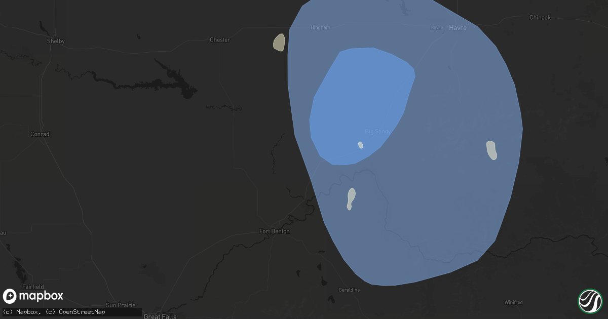Hail map in Loma, MT on May 13, 2026