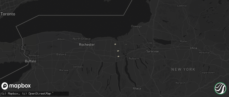 Hail map in Lyons, NY on May 13, 2026