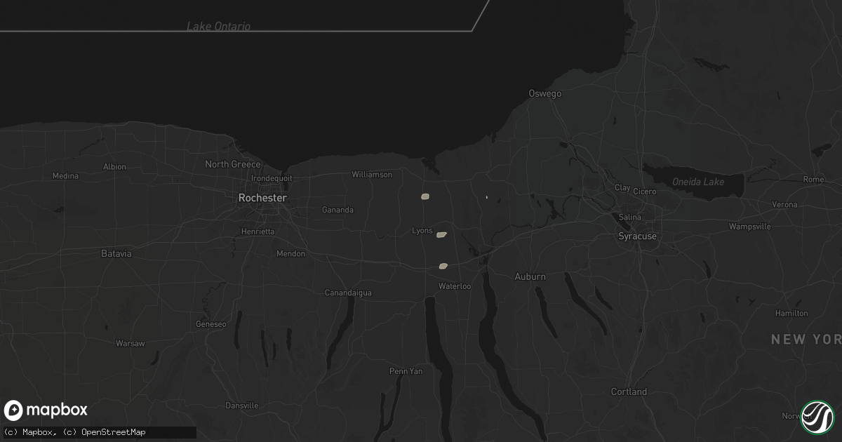 Hail map in Lyons, NY on May 13, 2026