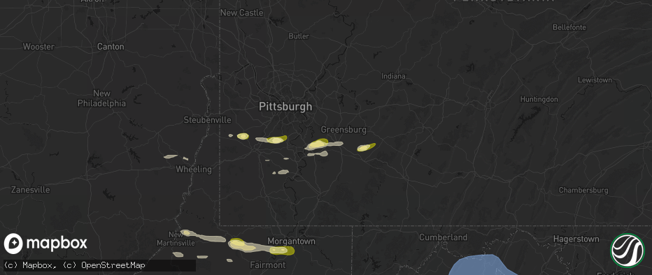 Hail map in Madison, PA on May 13, 2026