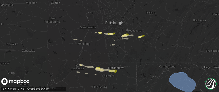 Hail map in Marianna, PA on May 13, 2026