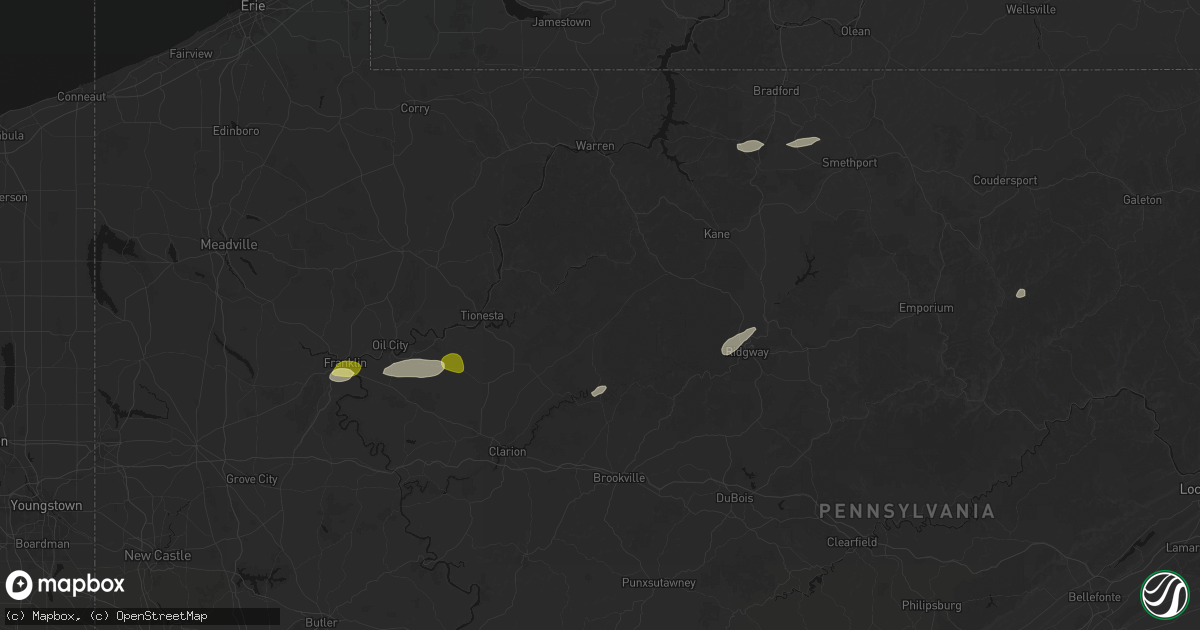 Hail map in Marienville, PA on May 13, 2026