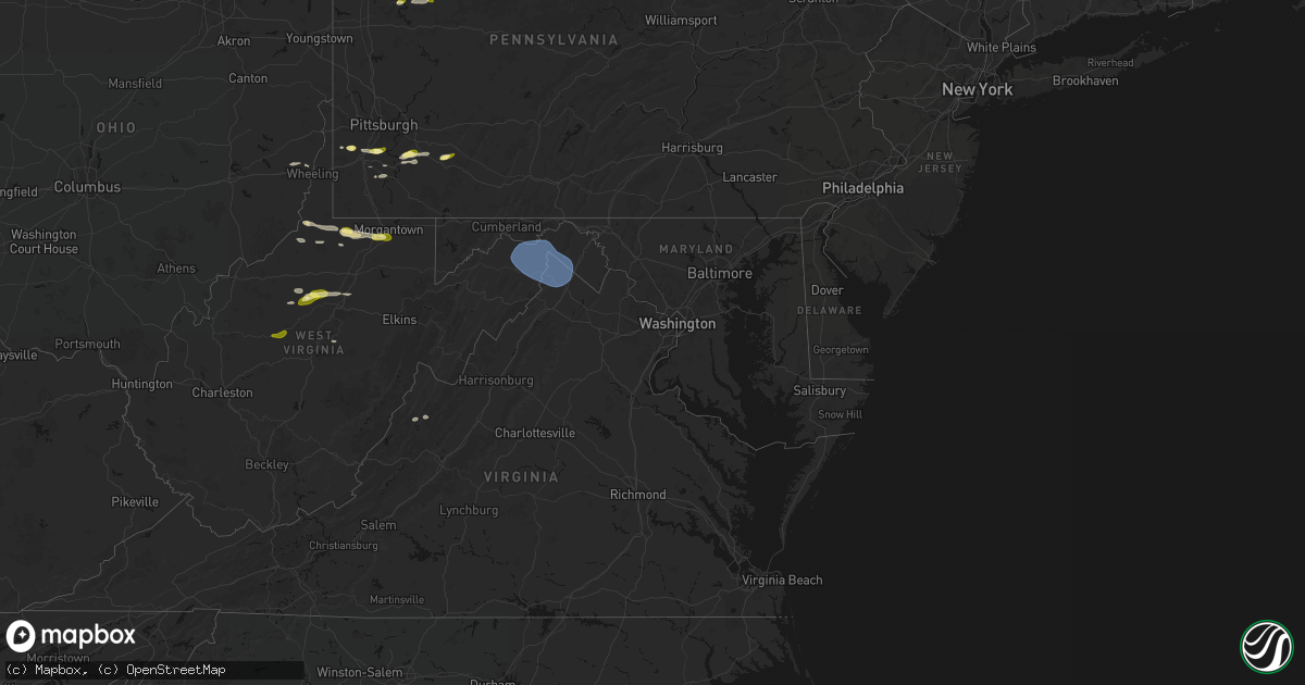 Hail map in Maryland on May 13, 2026