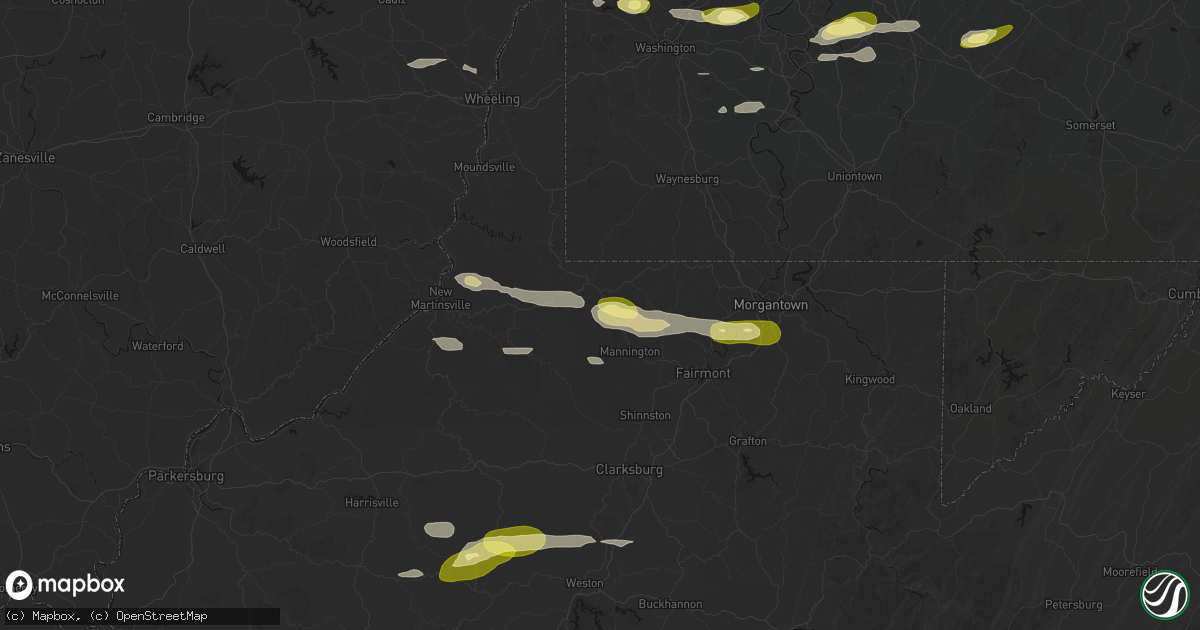Hail map in Metz, WV on May 13, 2026
