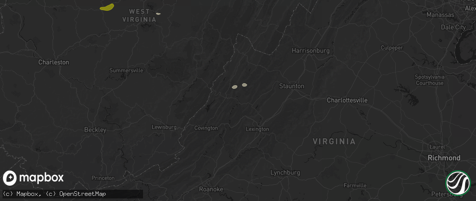 Hail map in Millboro, VA on May 13, 2026