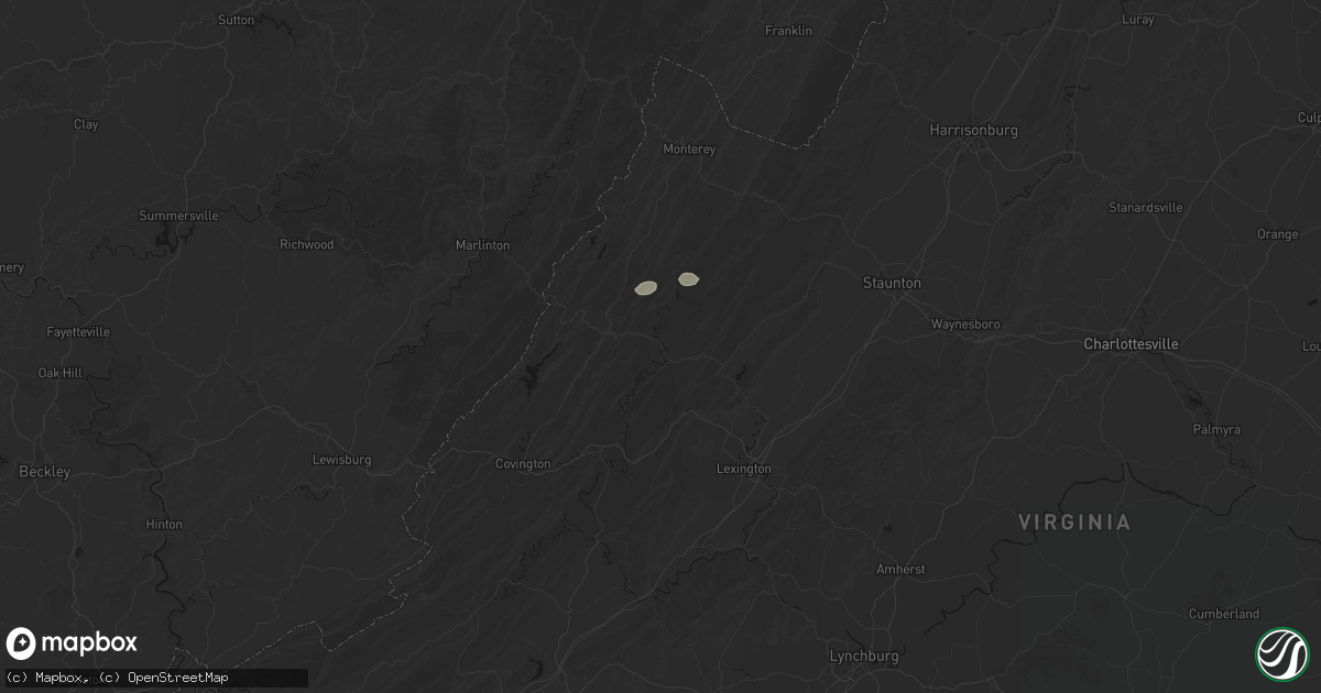 Hail map in Millboro, VA on May 13, 2026