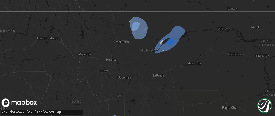 Hail map in Montana on May 13, 2026