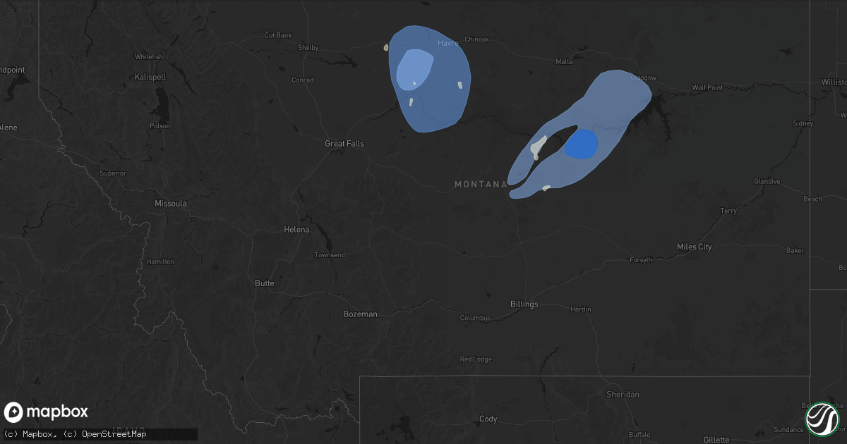 Hail map in Montana on May 13, 2026