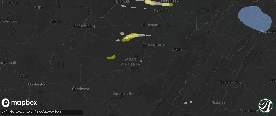Hail map in Napier, WV on May 13, 2026