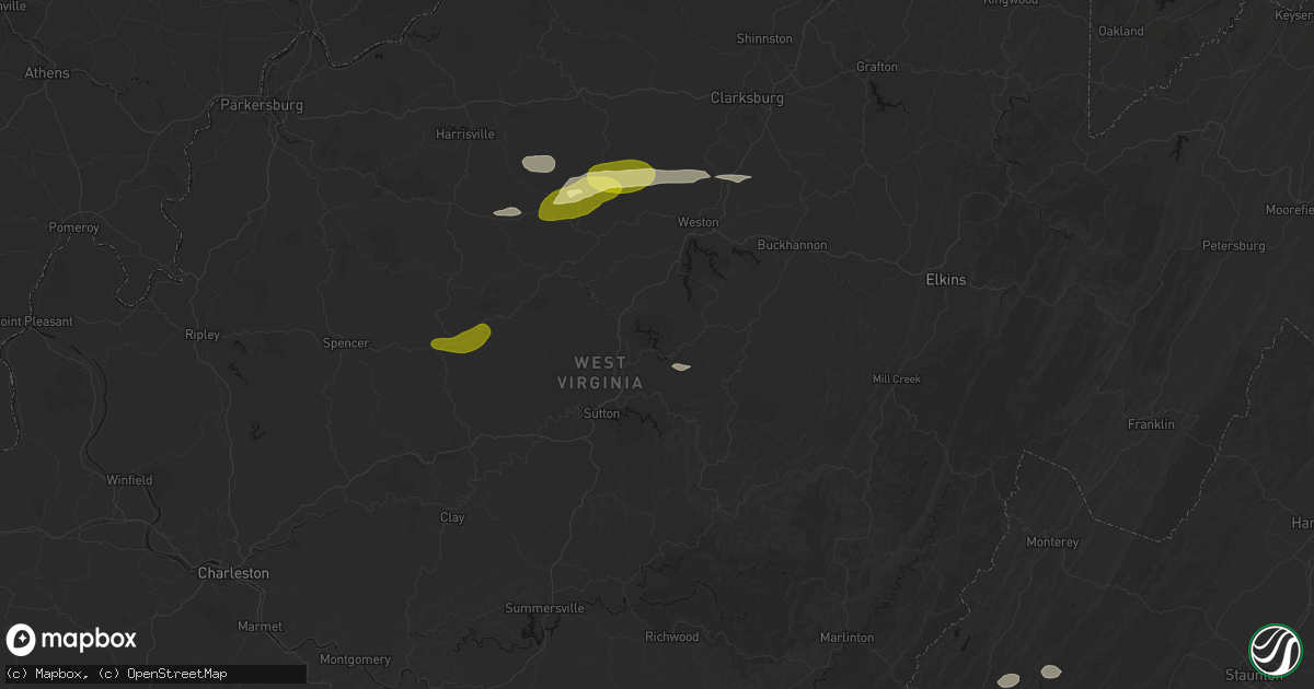 Hail map in Napier, WV on May 13, 2026