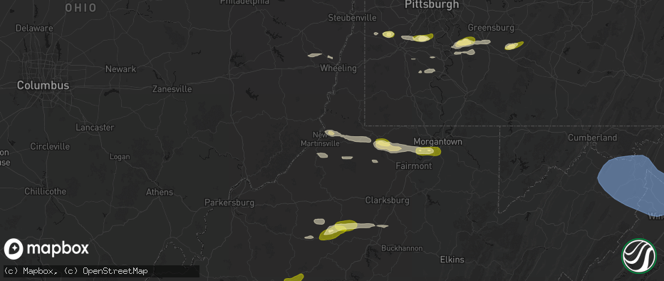 Hail map in New Martinsville, WV on May 13, 2026