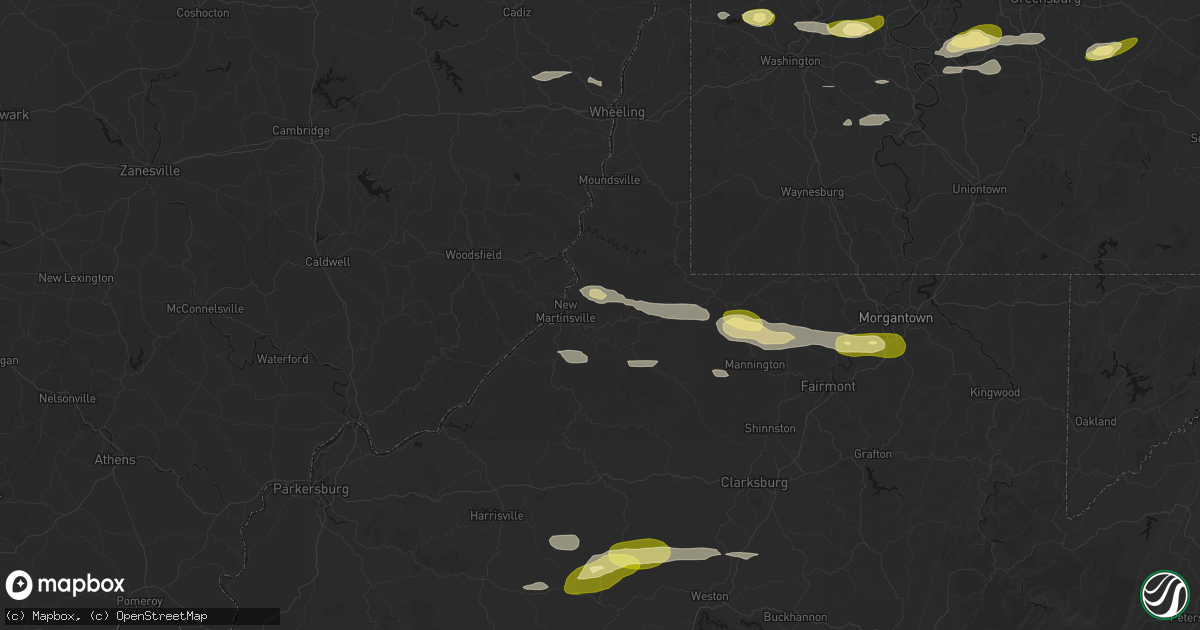 Hail map in New Martinsville, WV on May 13, 2026