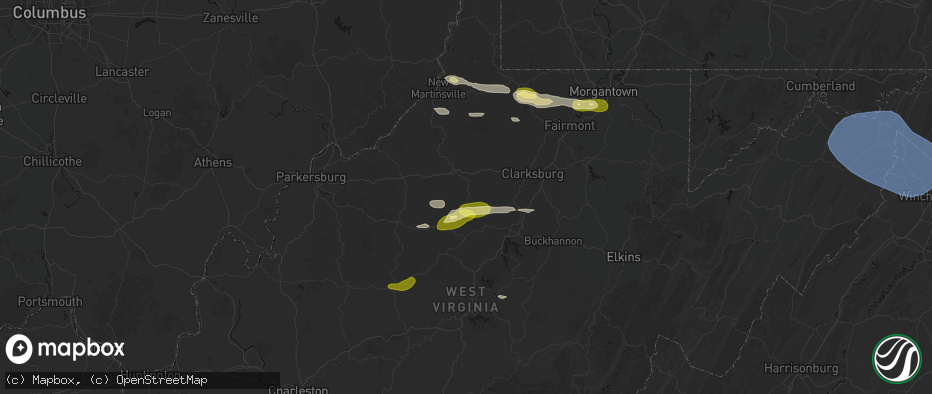 Hail map in New Milton, WV on May 13, 2026