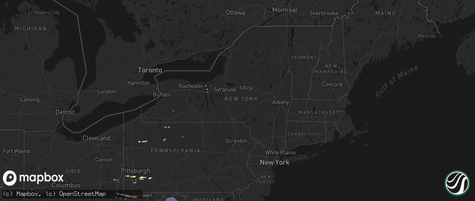 Hail map in New York on May 13, 2026