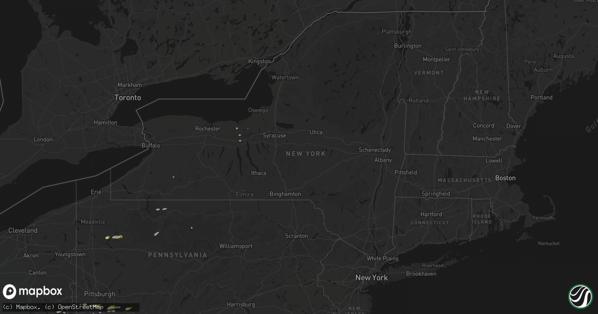 Hail map in New York on May 13, 2026