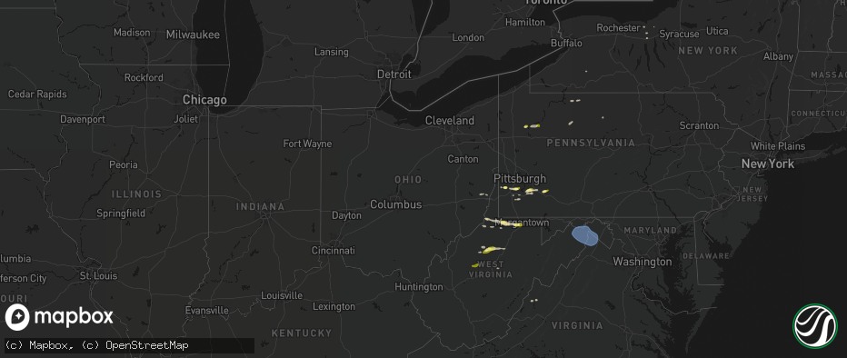 Hail map in Ohio on May 13, 2026