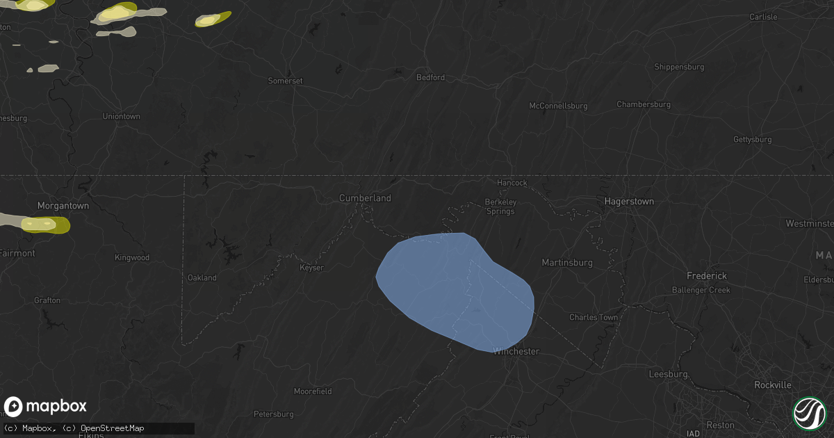 Hail map in Oldtown, MD on May 13, 2026