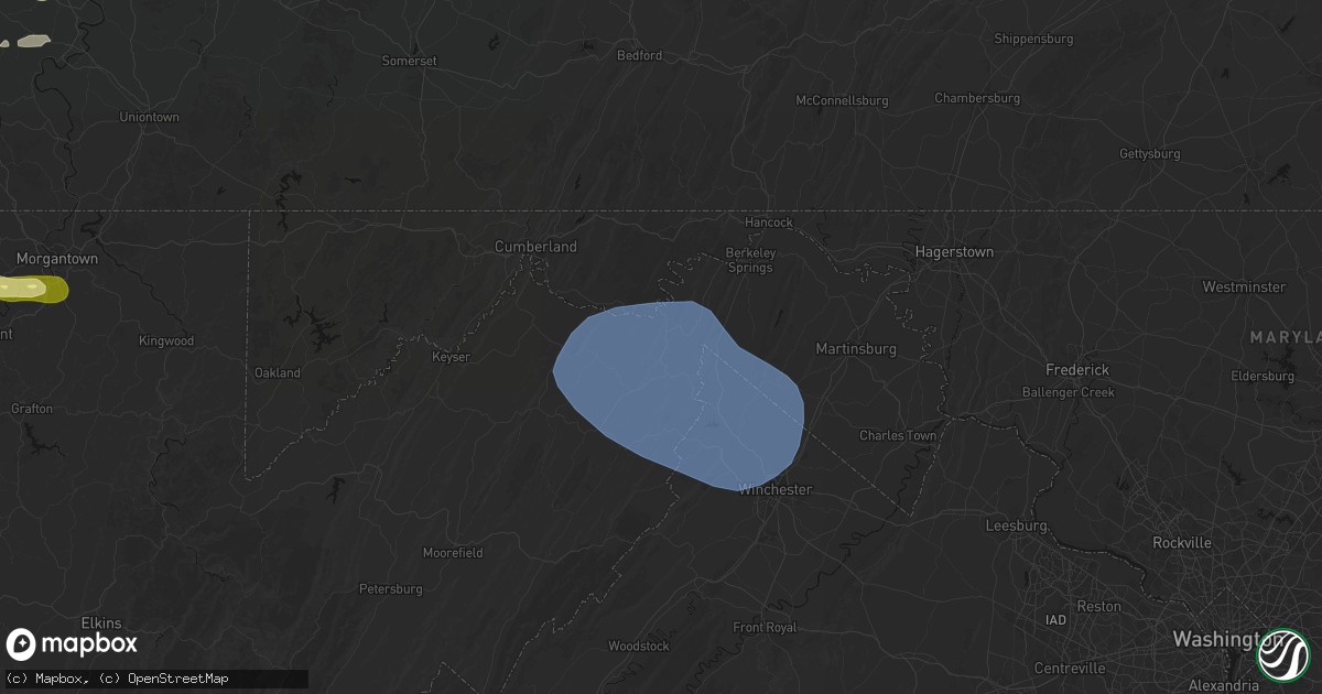 Hail map in Paw Paw, WV on May 13, 2026