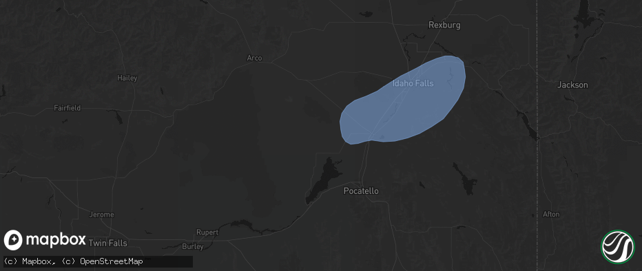 Hail map in Pingree, ID on May 13, 2026