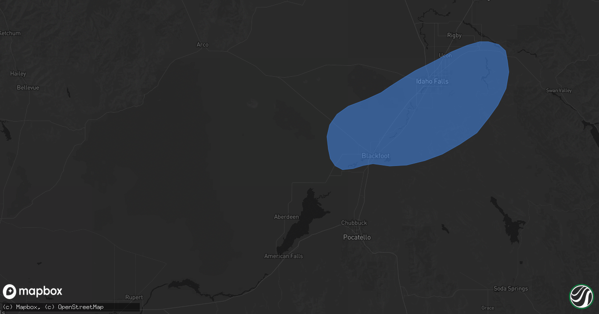 Hail map in Pingree, ID on May 13, 2026